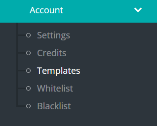 Templates option under the Account section in Keysender