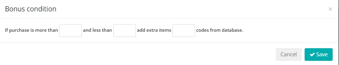 Custom bonus code delivery settings pop-up in Keysender