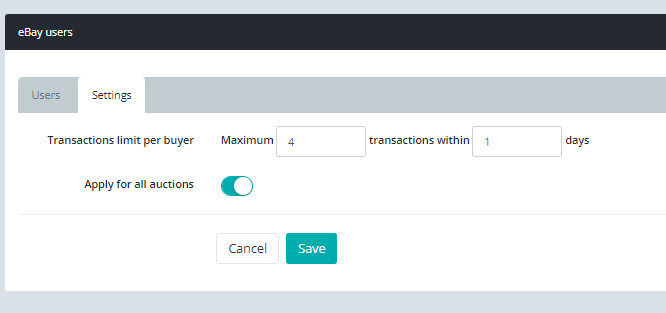 Transactions limit per buyer in eBay settings