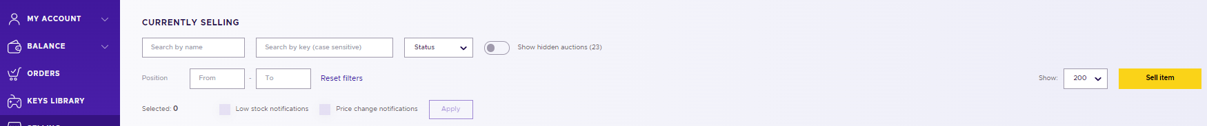 Selling an item on Eneba