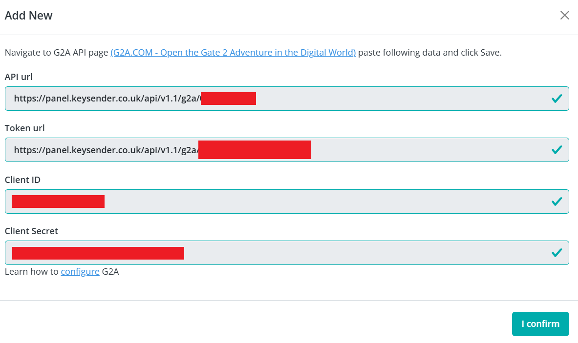 G2A credential fields in Keysender