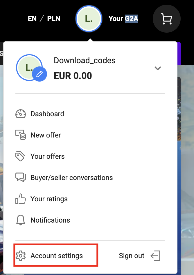 G2A API integration menu