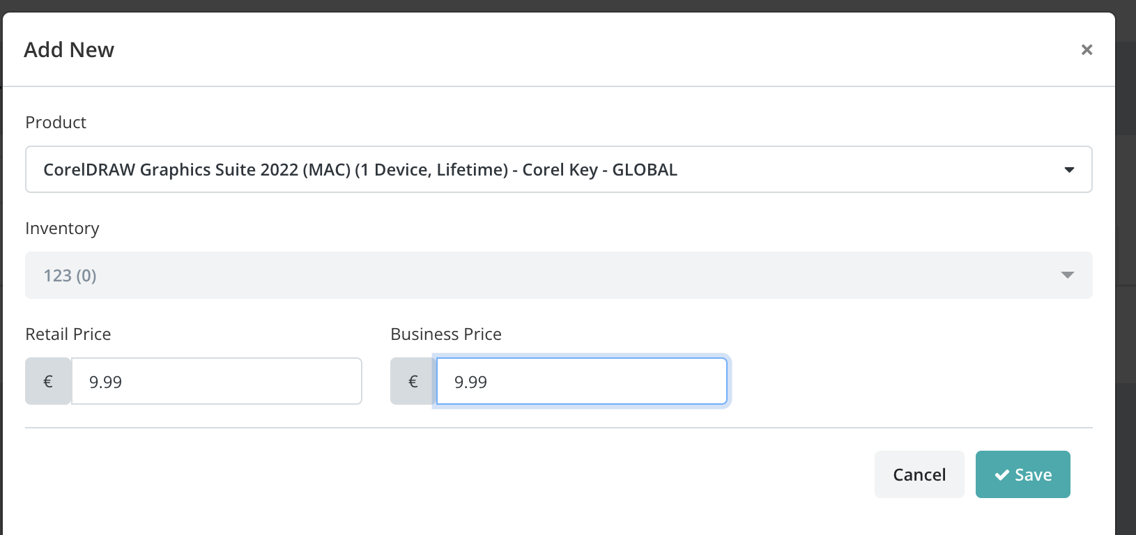 Adding a G2A product with retail and business prices in Keysender