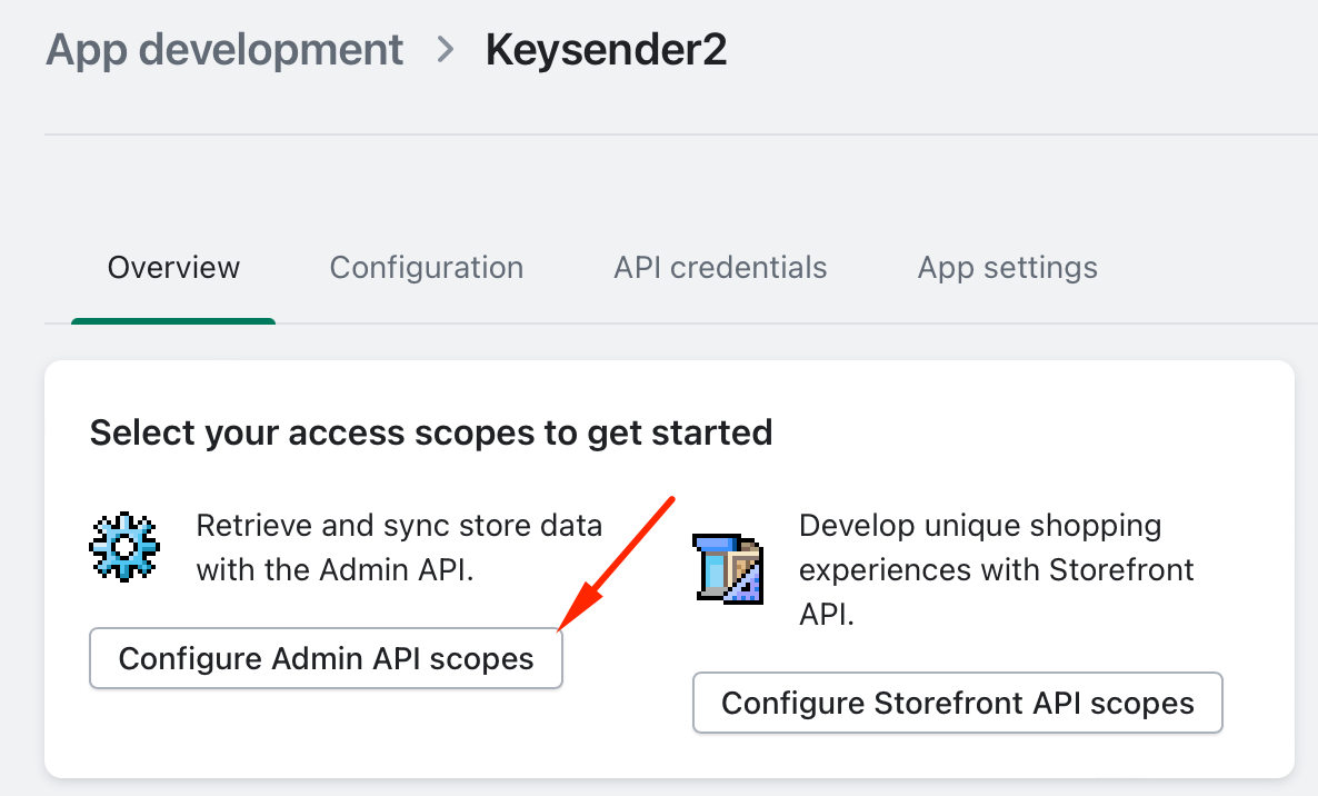 Configure Admin API Scopes in the Keysender app