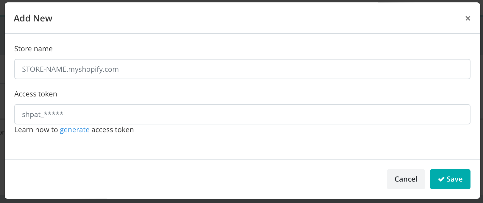 Adding a Shopify store with store URL and access token in Keysender