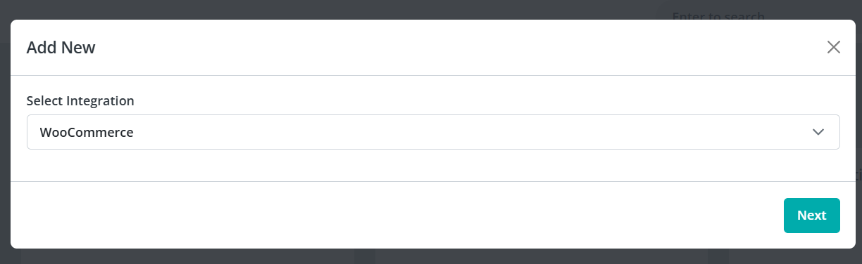 WooCommerce shown in the Keysender sidebar after adding the integration
