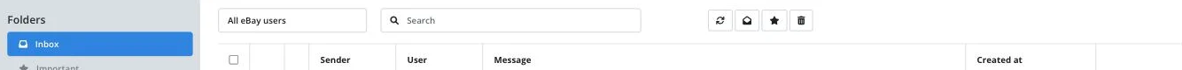 Messaging Center inbox with the account filter, search box, and toolbar icons for refresh, archive, star and delete