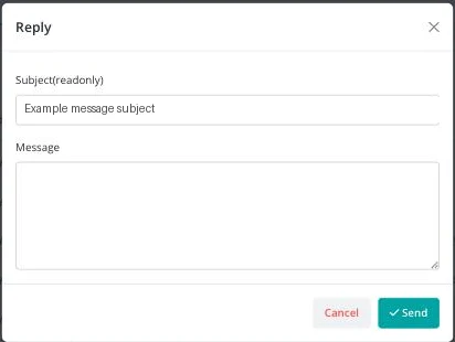 Reply dialog with a read-only subject field and a Message text box