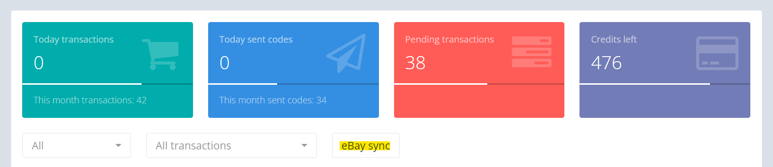 eBay Sync option on the transaction summary page in Keysender